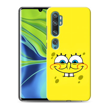 Силиконовый противоударный чехол на Xiaomi Mi Note 10 с принтом спанчбоб спанч боб Силиконовый противоударный чехол на Xiaomi Mi Note 10 с принтом спанчбоб спанч боб