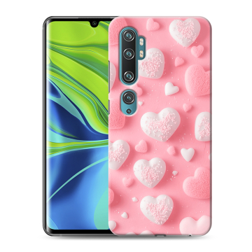 Силиконовый противоударный чехол на Xiaomi Mi Note 10 с принтом Сердечки