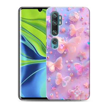 Силиконовый противоударный чехол на Xiaomi Mi Note 10 с принтом Бабочки Силиконовый противоударный чехол на Xiaomi Mi Note 10 с принтом Бабочки