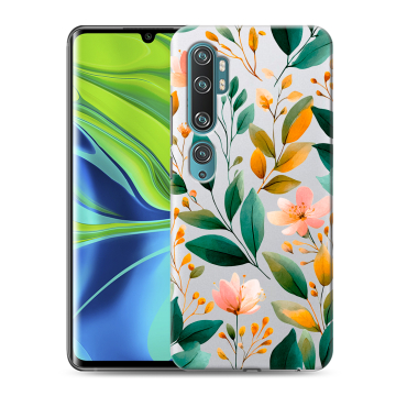 Силиконовый противоударный чехол на Xiaomi Mi Note 10 с принтом Цветы паттерн