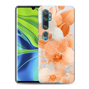 Силиконовый противоударный чехол на Xiaomi Mi Note 10 с принтом Бежевые цветы