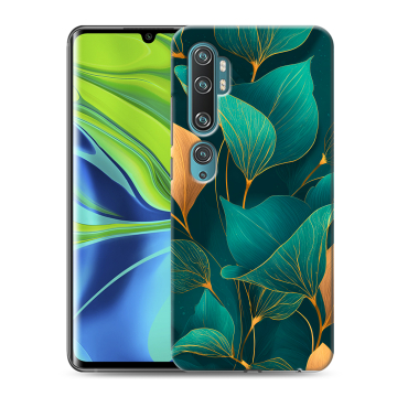 Силиконовый противоударный чехол на Xiaomi Mi Note 10 с принтом Листья и золото