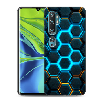 Силиконовый противоударный чехол на Xiaomi Mi Note 10 с принтом Неоновые соты