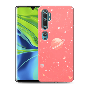 Силиконовый противоударный чехол на Xiaomi Mi Note 10 с принтом Розовый космос