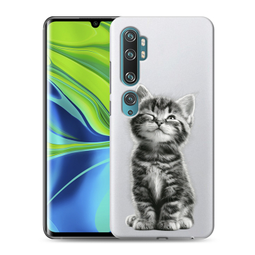 Силиконовый противоударный чехол на Xiaomi Mi Note 10 с принтом Котенок