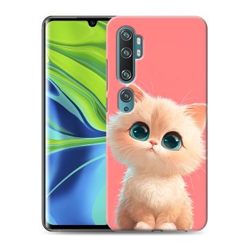 Силиконовый противоударный чехол на Xiaomi Mi Note 10 с принтом Розовый котенок