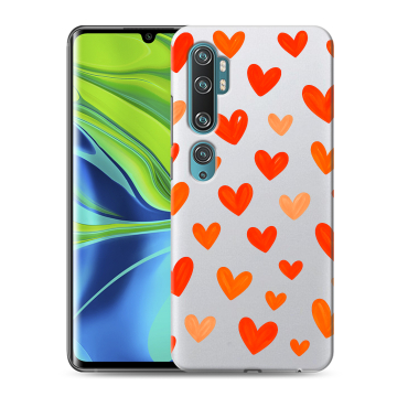 Силиконовый противоударный чехол на Xiaomi Mi Note 10 с принтом Сердечки