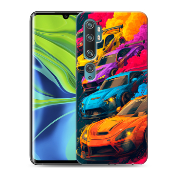 Силиконовый противоударный чехол на Xiaomi Mi Note 10 с принтом Тачки