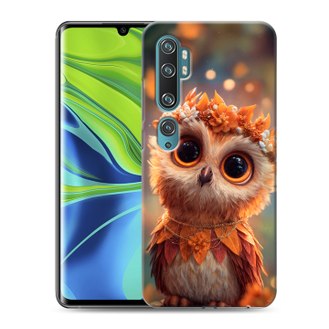 Силиконовый противоударный чехол на Xiaomi Mi Note 10 с принтом Милая сова