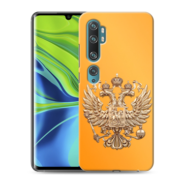 Силиконовый противоударный чехол на Xiaomi Mi Note 10 с принтом Герб Флаг России