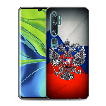Силиконовый противоударный чехол на Xiaomi Mi Note 10 с принтом Флаг России
