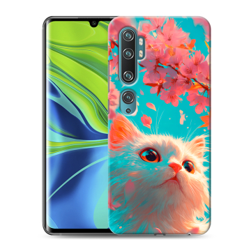 Силиконовый противоударный чехол на Xiaomi Mi Note 10 с принтом Красивый кот