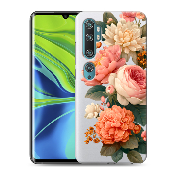 Силиконовый противоударный чехол на Xiaomi Mi Note 10 с принтом цветы