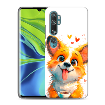 Силиконовый противоударный чехол на Xiaomi Mi Note 10 с принтом корги