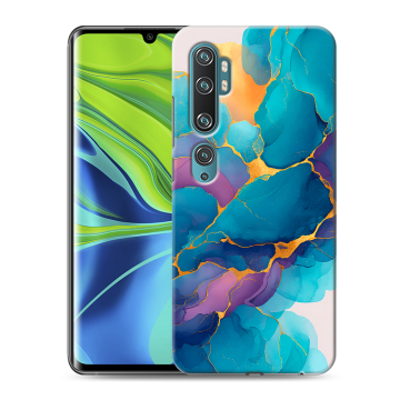 Силиконовый противоударный чехол на Xiaomi Mi Note 10 с принтом Мрамор блестки