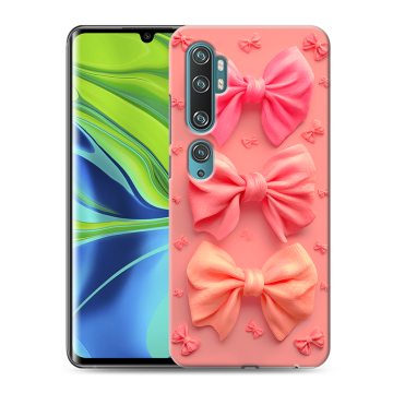 Силиконовый противоударный чехол на Xiaomi Mi Note 10 с принтом Розовые бантики