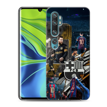 Силиконовый противоударный чехол на Xiaomi Mi Note 10 с принтом Messi Barcelona