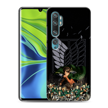 Силиконовый противоударный чехол на Xiaomi Mi Note 10 с принтом Атака титанов