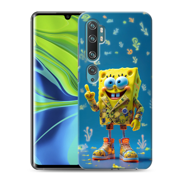 Силиконовый противоударный чехол на Xiaomi Mi Note 10 с принтом Спанч боб Спанчбоб