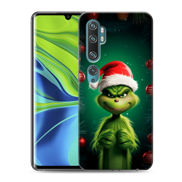 Силиконовый противоударный чехол на Xiaomi Mi Note 10 с принтом Гринч Новый год Рождество