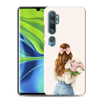 Силиконовый противоударный чехол на Xiaomi Mi Note 10 с принтом женский