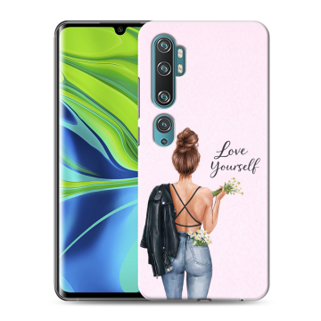 Силиконовый противоударный чехол на Xiaomi Mi Note 10 с принтом женский