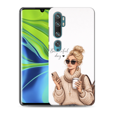 Силиконовый противоударный чехол на Xiaomi Mi Note 10 с принтом женский