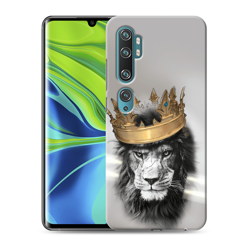 Силиконовый противоударный чехол на Xiaomi Mi Note 10 с принтом Лев с короной Силиконовый противоударный чехол на Xiaomi Mi Note 10 с принтом Лев с короной