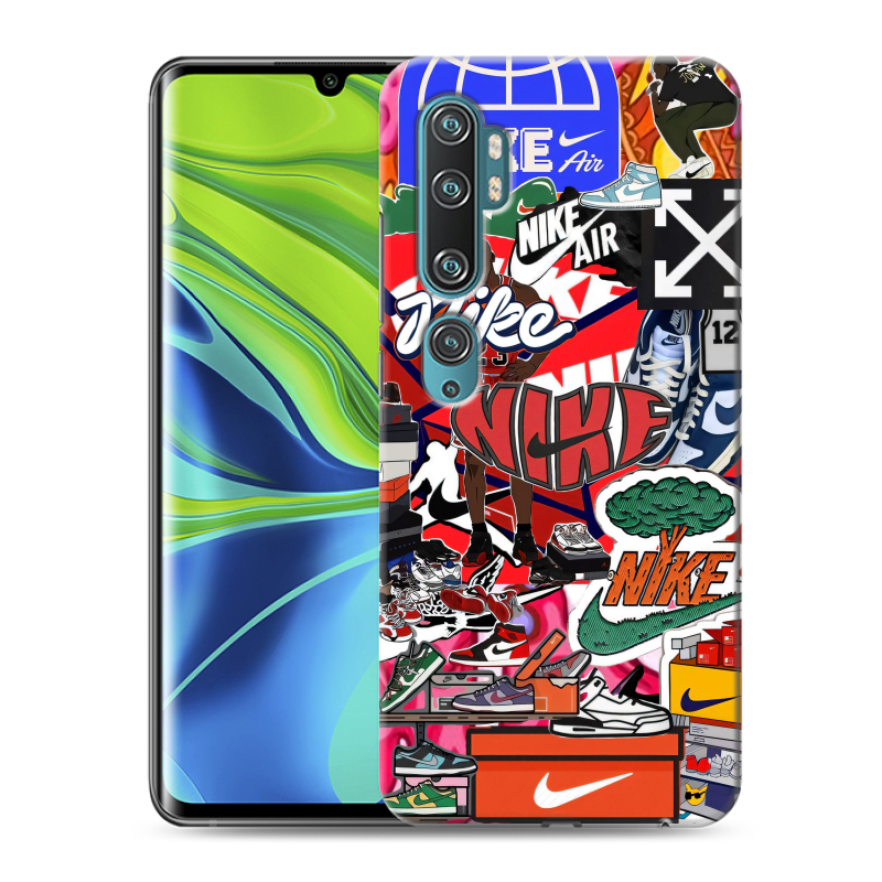 Силиконовый противоударный чехол на Xiaomi Mi Note 10 с принтом Найк Nike яркий Силиконовый противоударный чехол на Xiaomi Mi Note 10 с принтом Найк Nike яркий