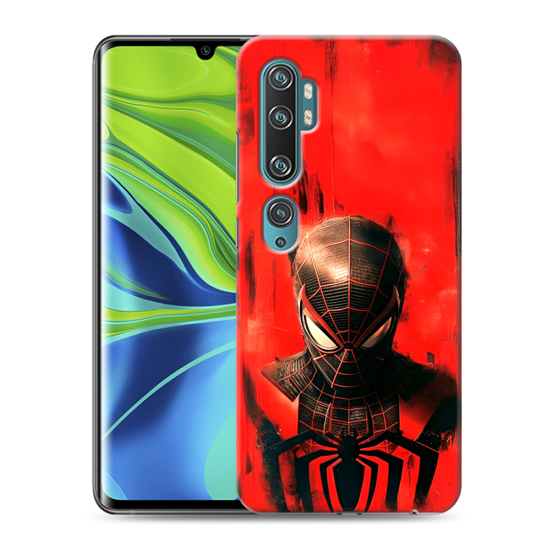 Силиконовый противоударный чехол на Xiaomi Mi Note 10 с принтом человек паук spiderman Силиконовый противоударный чехол на Xiaomi Mi Note 10 с принтом человек паук spiderman