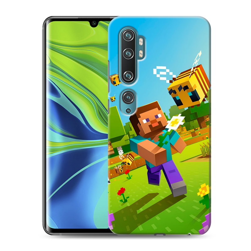 Силиконовый противоударный чехол на Xiaomi Mi Note 10 с принтом Майнкрафт Minecraft Силиконовый противоударный чехол на Xiaomi Mi Note 10 с принтом Майнкрафт Minecraft