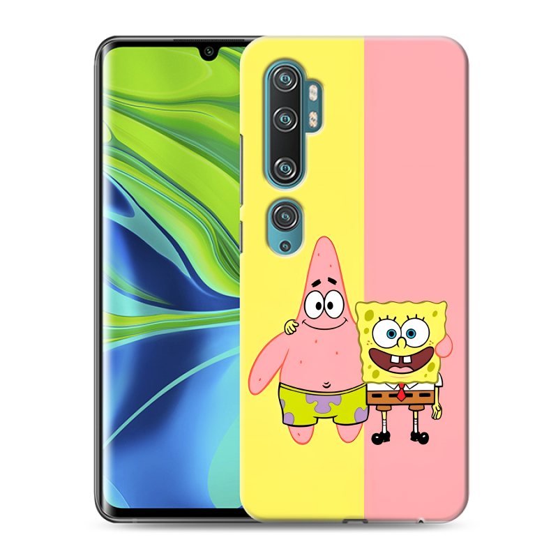 Силиконовый противоударный чехол на Xiaomi Mi Note 10 с принтом Спанч боб Спанчбоб Силиконовый противоударный чехол на Xiaomi Mi Note 10 с принтом Спанч боб Спанчбоб