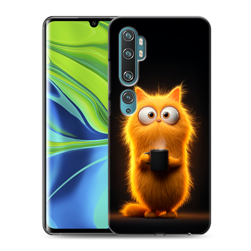 Силиконовый противоударный чехол на Xiaomi Mi Note 10 с принтом Смешной кот Силиконовый противоударный чехол на Xiaomi Mi Note 10 с принтом Смешной кот