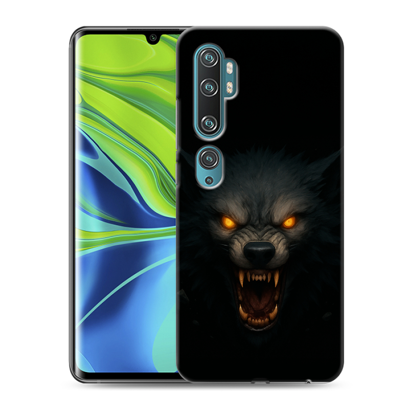 Силиконовый противоударный чехол на Xiaomi Mi Note 10 с принтом Волк Силиконовый противоударный чехол на Xiaomi Mi Note 10 с принтом Волк