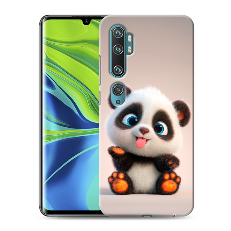 Силиконовый противоударный чехол на Xiaomi Mi Note 10 с принтом милая панда Силиконовый противоударный чехол на Xiaomi Mi Note 10 с принтом милая панда