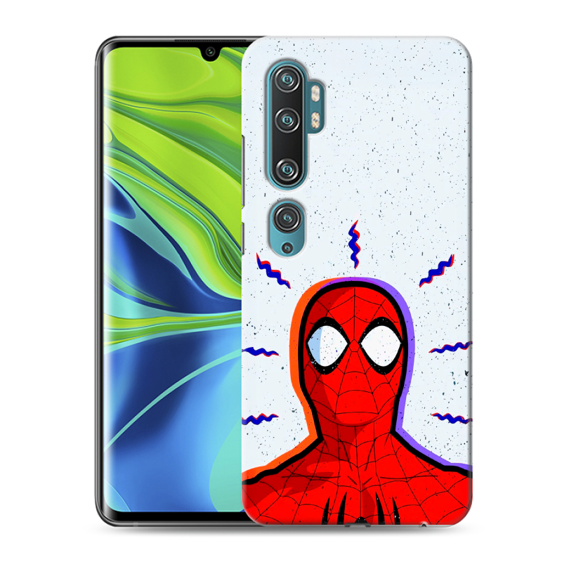Силиконовый противоударный чехол на Xiaomi Mi Note 10 с принтом Spiderman Человек паук Силиконовый противоударный чехол на Xiaomi Mi Note 10 с принтом Spiderman Человек паук