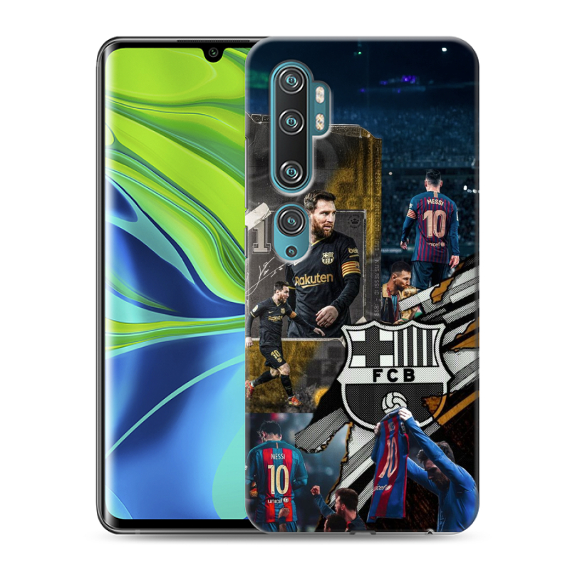 Силиконовый противоударный чехол на Xiaomi Mi Note 10 с принтом Messi Barcelona Силиконовый противоударный чехол на Xiaomi Mi Note 10 с принтом Messi Barcelona