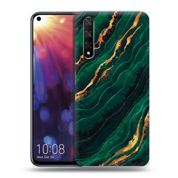 Силиконовый чехол на Huawei Nova 5T с принтом Мрамор зеленое золото Силиконовый чехол на Huawei Nova 5T с принтом Мрамор зеленое золото