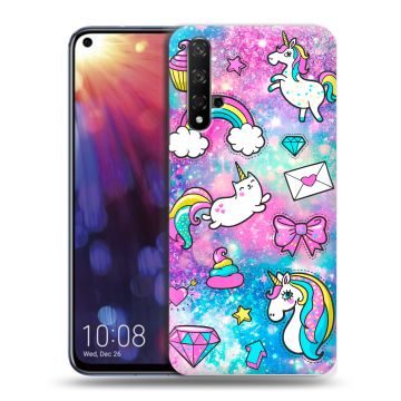 Силиконовый чехол на Huawei Nova 5T с принтом Единороги
