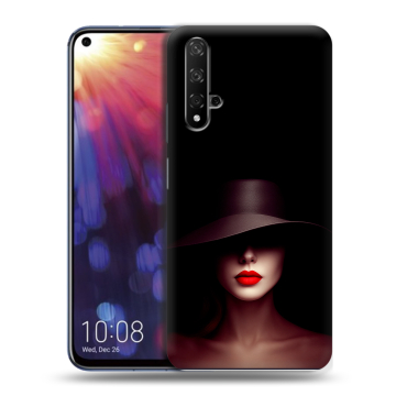 Силиконовый чехол на Huawei Nova 5T с принтом Девушка в шляпе