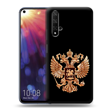 Силиконовый чехол на Huawei Nova 5T с принтом Герб России золотой