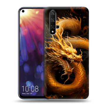 Силиконовый чехол на Huawei Nova 5T с принтом Золотой дракон