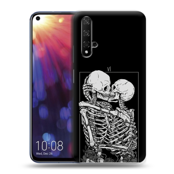 Силиконовый чехол на Huawei Nova 5T с принтом Поцелуй скелетов