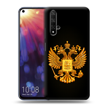 Силиконовый чехол на Huawei Nova 5T с принтом Герб России желтый