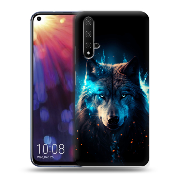 Силиконовый чехол на Huawei Nova 5T с принтом Волк ночной