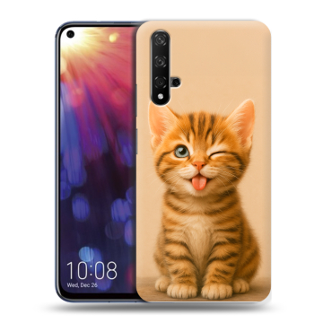 Силиконовый чехол на Huawei Nova 5T с принтом котенок