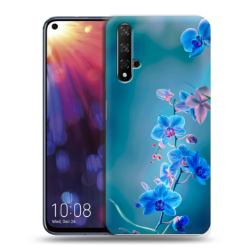 Силиконовый чехол на Huawei Nova 5T с принтом Голубые цветы