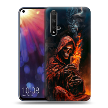 Силиконовый чехол на Huawei Nova 5T с принтом Скелет и карты