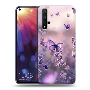 Силиконовый чехол на Huawei Nova 5T с принтом бабочки и лаванда