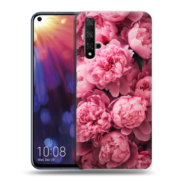 Силиконовый чехол на Huawei Nova 5T с принтом цветы пионы